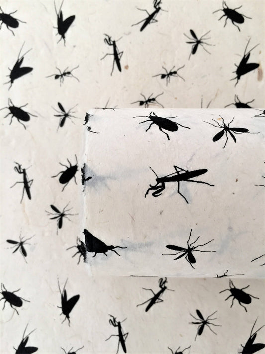Bugs Black/White - Decorative Lokta Paper, Fine Paper, Gift wrap, Craft Paper