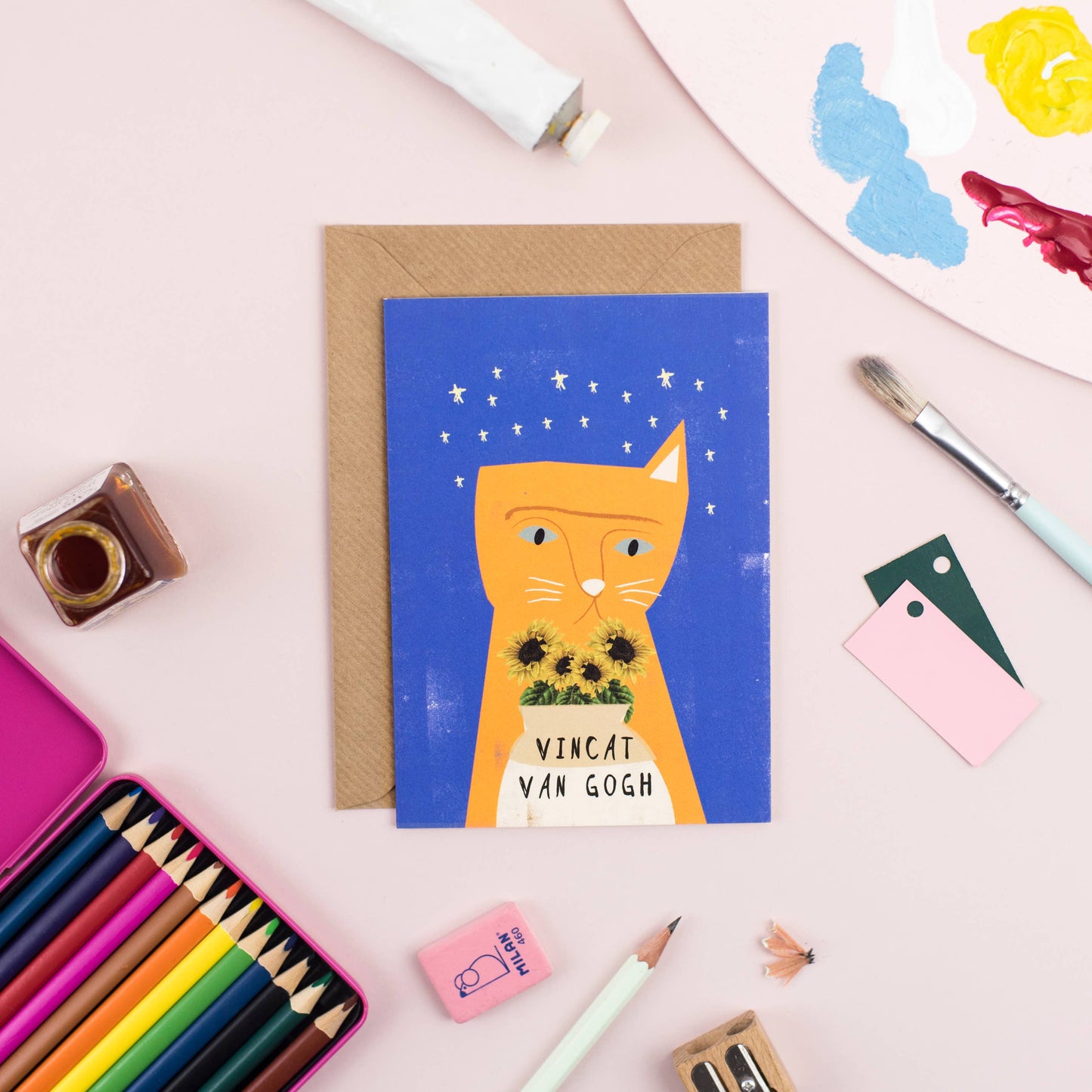 Vincat Van Gogh Cat Artist Card