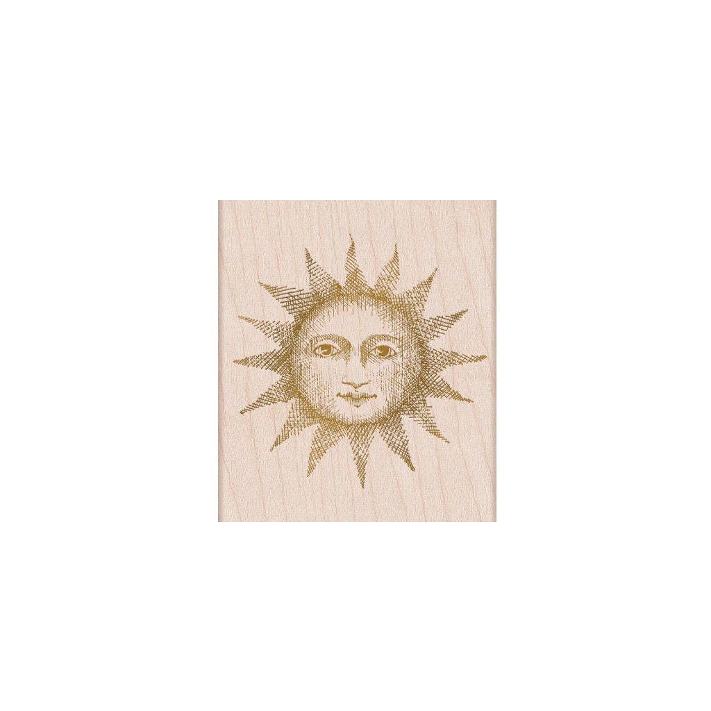 Etched Serene Sun Handmade Rubber Stamp